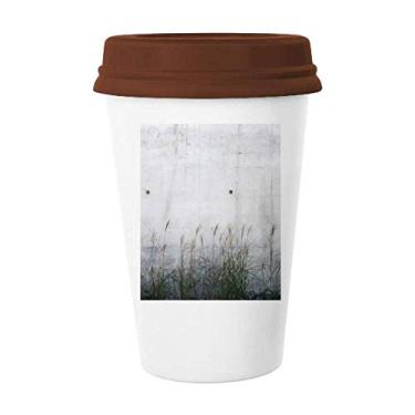 Imagem de Placa de metal preta branca com padrão de literatura, caneca de vidro para beber café com tampa de cerâmica