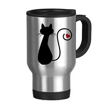 Imagem de Caneca de viagem de animal Sit Sihouette com tampa flip em aço inoxidável copo de carro copo térmico