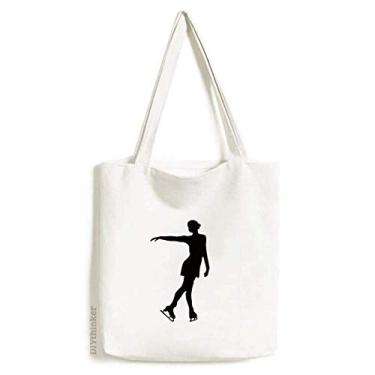 Imagem de Bolsa feminina de lona com estampa esportiva de patinação, bolsa de compras casual