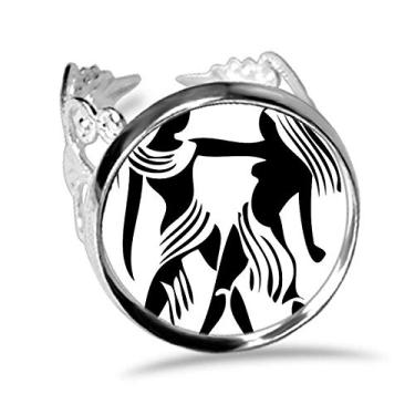 Imagem de DIYthinker Constellation Gemini Zodíaco Anel ajustável Amor Casamento Noivado