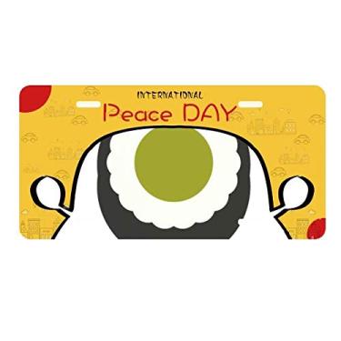 Imagem de DIYthinker Placa de licença tradicional japonesa preta Maki Sushi para decoração de carro, dia da paz