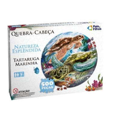 Imagem de Quebra Cabeça Redondo Tartaruga Premium 500 Peças Pais E Filhos