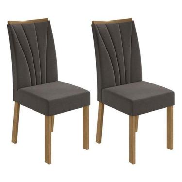 Imagem de Conjunto 2 Cadeiras Apogeu Amêndoa/Veludo Marrom - Móveis Lopas