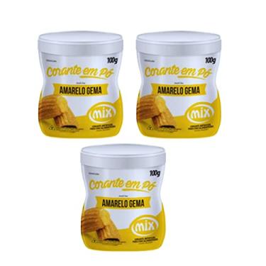 Imagem de Corante Em Pó Alimentício Confeitaria Kit 3 Potes Mix (Amarelo Gema)