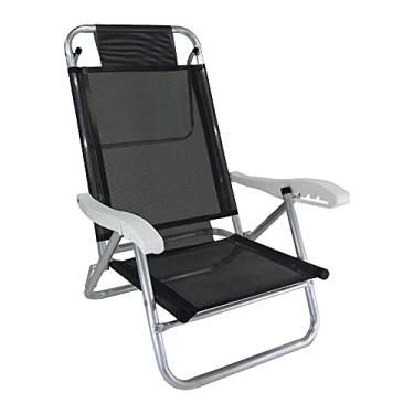 Imagem de Cadeira de Praia Alumínio Reforçada 5 Posições Banho de Sol Preta Zaka 120 KG