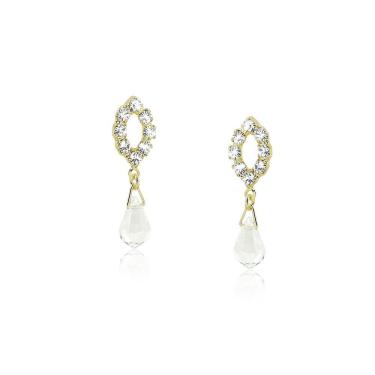 Imagem de Brinco Ponto de Luz Cristal Folheado a Ouro 18k Hipoalérgico