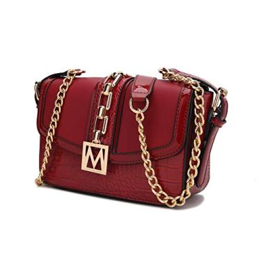 Imagem de Bolsa transversal MKF para mulheres – Bolsa feminina de couro PU – Bolsa lateral carteiro, alça de ombro, Vinho, Medium