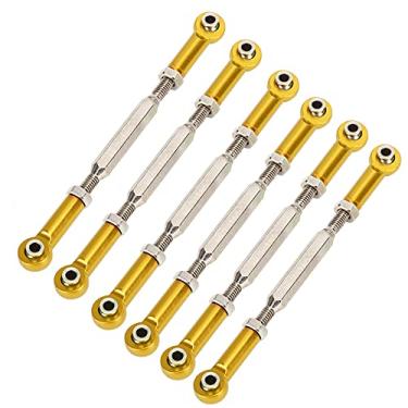 Imagem de OKJHFD Rc Pull Rod, Push Rod, 88mm Liga De Alumínio Ajustável Push Rods Turnbuckle Rod Linkage Accessories, Car Push Rod, Easy To Install, For Rc Car Models, Rc Tie Rod Servos(ouro)