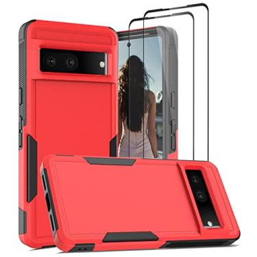 Imagem de Jeylly Capa projetada para Google Pixel 7, [não é compatível com Pixel 7 Pro], capa protetora resistente à prova de choque de camada dupla de grau militar antiarranhões resistente e durável para Google Pixel 7, vermelha