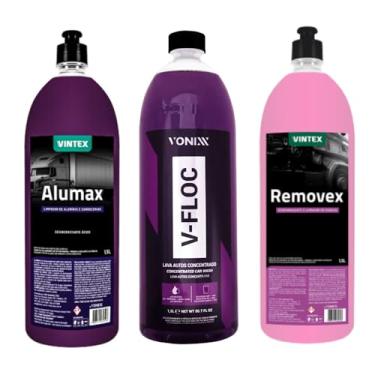 Imagem de Shampoo V-floc + Alumax + Removex Para Chassi Vonixx, Kit de lavagem automotiva