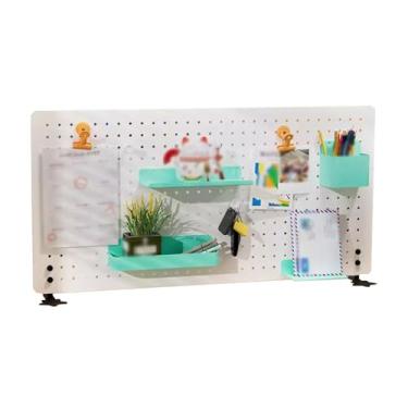Imagem de Painel Porta-Ferramentas Kit de pegboard de metal, vertical ou montado na parede, 2 tipos de pegboard organizador de instalação, pegboard de mesa para sala de jogos de estudo (Color : White, Size :