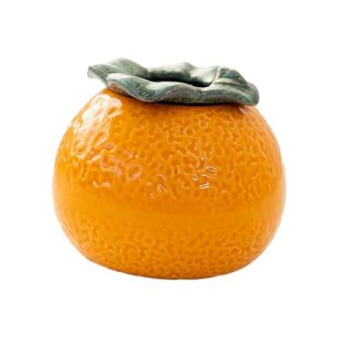Imagem de WeiLaiKeQi Vaso de flores laranja plantador cerâmica forma laranja ornamento de mesa, mini mesa pote de planta interior bonsai pote para jardim varanda, médio