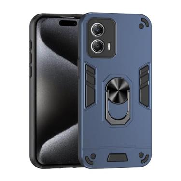 Imagem de Estojo Fino Compatible with Motorola Moto G53 5G Phone Case with Kickstand & Shockproof Military Grade Drop Proof Protection Rugged Protective Cover PC Matte Textured Sturdy Bumper Cases (Size : Blue