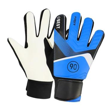 Imagem de UGPLM Luvas de goleiro para crianças, luvas de goleiro anticolisão tamanho 6, antiderrapante, látex, proteção para os dedos, luvas de futebol para crianças, azul