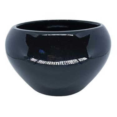 Imagem de Cachepot Vasinhos Para Arranjo Vaso Centro de Mesa Cerâmica Orquídea Suculentas Tam G (Preto)