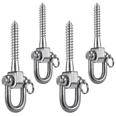 Imagem de SELEWARE 4 Pack Swing Hangers Swing Set Hooks Stainless Steel Hammock Hooks for Porch Swing, Hammock Chair, Heavy Bag, Yoga Silk, Suspension Straps, Gymnastics Rings