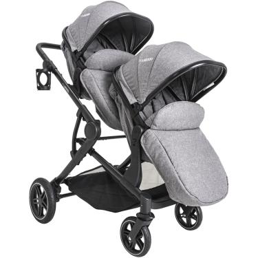 Imagem de Carrinho para Gemeos Berço Passeio Moises Kiddo Pair Cinza