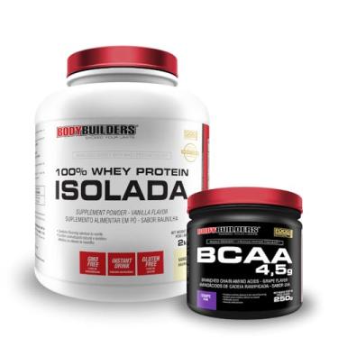 Imagem de Kit 100% Isolada 2kg + BCAA 4,5 250g Uva - BODYBUILDERS (Médio, Baunilha)