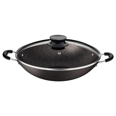 Imagem de Wok Tramontina Paris Em Alumínio Com Revestimento Interno E Externo Em Antiaderente Starflon Max Chumbo Com Tampa De Vidro 36 Cm 6,0 L
