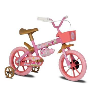 Imagem de Verden Bicicleta Infantil Princy Rosa/Dourado - Aro 12 com Rodinhas Laterais, Garrafinha e Cestinha