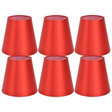 Imagem de Abajur De Tecido De 6 Peças, Abajur De Substituição Pequeno, Abajur E14, Abajur De Teto Para Quarto E Sala De Estar(Vermelho)