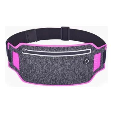Imagem de Pochete Corrida Fitness Slim Cintura Antifurto Money Viagem Doleira Água Porta Celular Documento Treino Academia Caminhada Bike Celular (Cinza/Rosa)