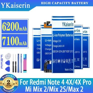 Imagem de Yknin-bateria para xiaomi mi mix 2  2s max 2  nota redmi 4  4x pro  bm50  bm49  bm3b  bn41  bn43