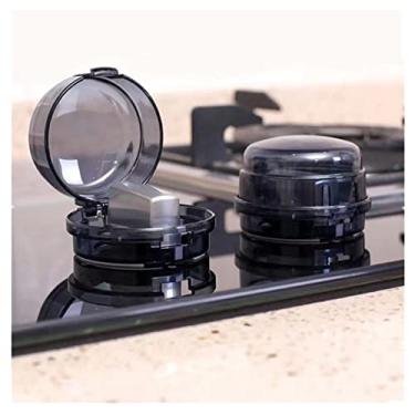 Imagem de Capas de botão de fogão para segurança infantil, pacote com 4 capas de botão de fogão a gás - design transparente, protetor de fogão com adesivo forte, protege as crianças para forno/fogão de fogão/fogão (transparente-preto)
