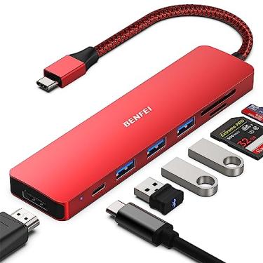 Imagem de USB C HUB 7 em 1 BENFEI, adaptador multiportas USB-C HUB com HDMI (certificado 4K @ 60Hz)/entrega de energia de 100 W/3 leitores de cartão USB 3.0 5Gbps/SD/TF (160 MB/s) para iPhone 15 Pro/Max
