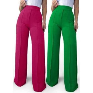 Imagem de Kit 02 Calça Feminina Pantalona Tecido Duna Atacado-Feminino