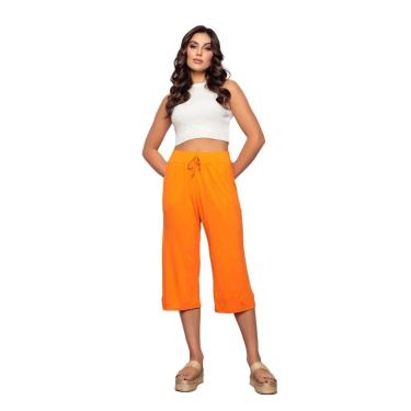 Imagem de Calça Feminina Pantacourt com Bolsos Laranja - Laranja - GG-Feminino