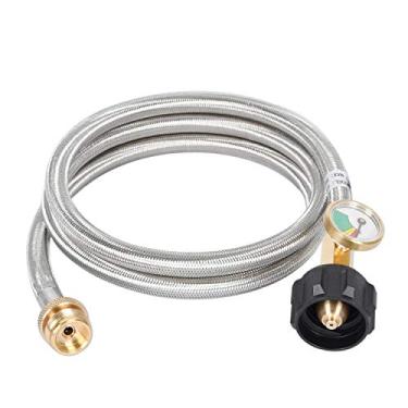 Imagem de GasSaf Mangueira de propano de 1,8 m, mangueira adaptadora de propano com calibre, adaptador de tanque de propano de 5 kg a 9 kg para churrasqueira Weber Q Series, aquecedor, chapa Blackstone, fogão