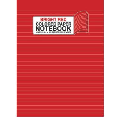 Imagem de Caderno de papel colorido vermelho brilhante - forrado: caderno de notas de papel colorido com linhas | pautado universitário - sem margem | Grande - 21 x 28 centímetros | 72 páginas