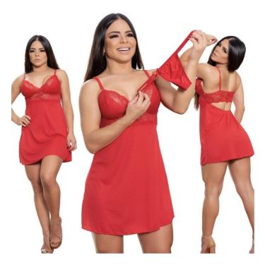 Imagem de Camisolas Rendada No Busto Com Calcinha Fio Dental