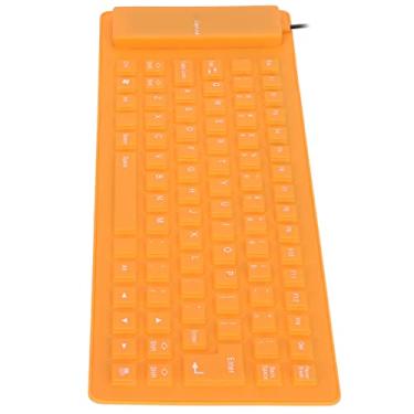 Imagem de Teclado dobrável, teclado USB de silicone com fio, design totalmente selado, leve, portátil para PC e notebook (laranja)