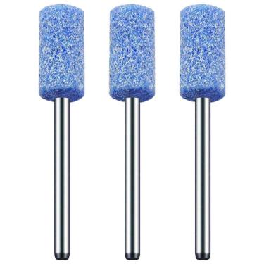 Imagem de Kit 3 Ponta Montada 8Mm Rebolo Azul Haste 3Mm Micro Retífica