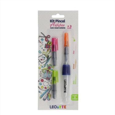 Imagem de Kit pincel water brush 3 pontas com reservatório lettering