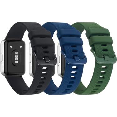 Imagem de Nigaee Pacote com 3 pulseiras de silicone de renda compatíveis com Samsung Galaxy Fit 3, pulseiras de substituição respiráveis ajustáveis para mulheres e homens