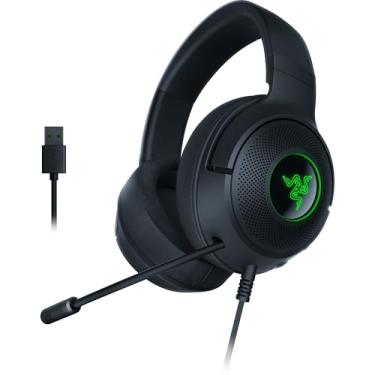 Imagem de Razer Fone de ouvido Kraken V3 X com fio USB para jogos: construção leve - Drivers TriForce 40 mm - microfone cardioide hiperclaro - som surround 7.1 - iluminação RGB cromada - preto