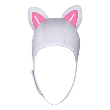 Imagem de Amagogo Orelhas de gato mergulho capuz boné de surf neoprene wetsuit capuz confortável chapéu de surf para canoa inverno esportes aquáticos caiaque, Branco Rosa WhiteLine