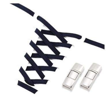 Imagem de No Tie Shoe Laces Men And Women Sneakers Metal Lock Lazy People Shoelace Elastic Shoelaces Shoe Accessories(Navy blue)