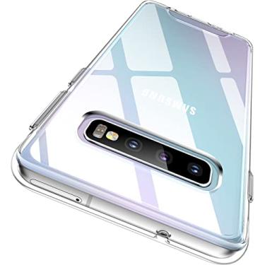 Imagem de Rayboen Capa para Galaxy S10 Plus, capa de telefone de proteção à prova de choque com design cristalino rígido transparente de policarbonato flexível TPU elegante leve e durável para Samsung Galaxy