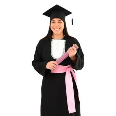 Imagem de Conjunto de Formatura Completo, Beca, Capelo, Jabô, Faixa e Canudo (Rosa, Infantil 01)