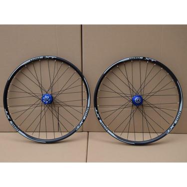 Imagem de Rodas de bicicleta 24 '' 26 '' 27,5 '' 29 '' MTB Rodado Freio a disco de liberação rápida Mountain Bikes Jantes dianteiras traseiras Cubos de rolamento 8 9 10 velocidades, preto-azul, 24 pol