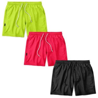 Imagem de Kit 3 Shorts Masculino Liso Praia Piscina Academia Tactel MXC BRASIL, 