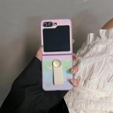 Imagem de Capa luxuosa de couro pu com suporte de anel, para samsung galaxy z flip 6 4 5 3 z6 flip4 capa protetora fina, zilvax, para samsung z flip 4