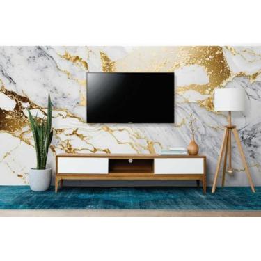 Imagem de Papel de Parede Painel 3D Mármore Branco e Dourado 3,5M Auto Colante L