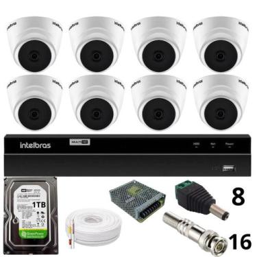 Imagem de Kit 8 Câmeras 1220 D Mic 1080p Com Microfone Dvr Intelbras 1216-c Mhdx