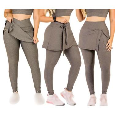 Imagem de Kit 3 Calças Legging Saia Com Bolso Moda evangélica Fitness Suplex Tre