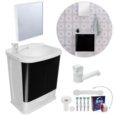 Imagem de Gabinete Banheiro Lavatório + Torneira + Engate + Armário - Astra